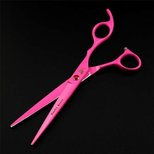  Pet Grooming Scissors Upscale Cat Dog 4 Pcs Set Pink Paint Professional Trimmer Kit Premium 7.0 Inch 6CR Steel Beauticians Straight Cutting & Thinning & Curved Shears Combs