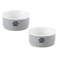  Bone Dry Ceramic Pet Bowls, Microwave & Dishwasher Safe Non-Slip Bottom For Secure Feeding With Less Mess, Small Bowl Set, 4.25x2, Gray/Black, 2 Count