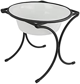  Platinum Pets Bistro Single Diner Feeder With Stainless Steel Dog Bowl, Small, Silver Vein