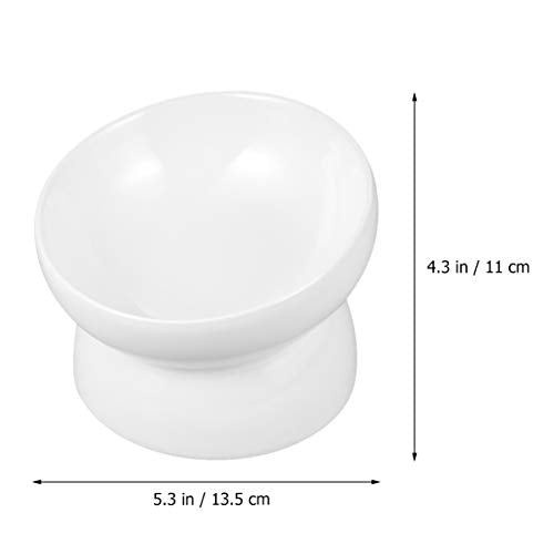  Pet Raised Bowls Ceramic Food Bowl Pet Water Bowl Pet Supplies For Cat Dog (White, Size S)
