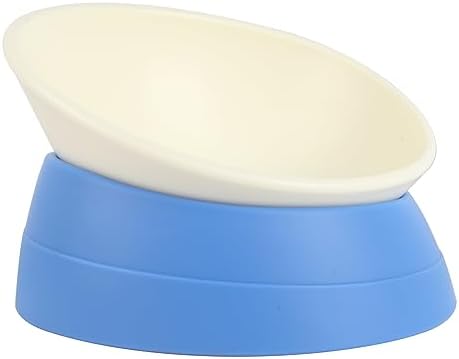  JWPC Bulldog Bowl Anti-Slip Dog Cat Dish Detachable Rubber Dog Bowl Pet Sterile Tilted Pet Feeder Slope Base (White, 2 Cup (Small/Medium Dog))