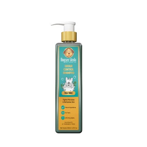  Dogsee Veda Odour Control Tea Tree Dog Shampoo | 100% Natural And Paraben Free | Ayurvedic | Cruelty-Free | Controls Odour, Fights Microbes And Refreshes Skin - 6.75 Fl.oz