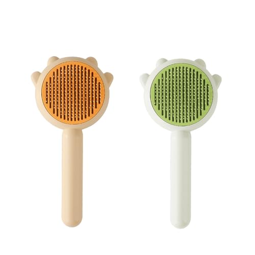  Dolaxe Pet Brush, Pet Hair Cleaner Brush, Multifunctional Pet Hair Comb, Magic Pet Comb, Long Or Short Hair Cats Dogs Pet Massage Brushes (2pcs-Yellow+Green)