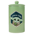  Star Wars For Pets The Mandalorian Snack Time Dog Treat Jar | 10 X 5 Ceramic Dog Treat Jar With Lid, Dishwasher Safe |Baby Yoda Green Dog Food Storage Container | Baby Yoda Treat Jar
