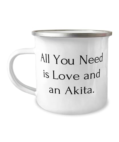 GENERIC Cute Akita Dog 12oz Camper Mug, All You Need Is Love And An Akita, Fun For Friends From Friends, Pet Toys, Cat Toys, Dog Toys, Pet Food, Cat Food, Dog Food