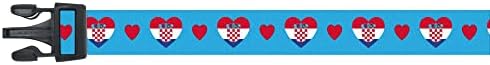  Dog Collar | I Love Croatia | Hearts | Great For National Holidays, Special Events, Festivals, Parades | Made In USA | XSmall Small Medium Large XLarge