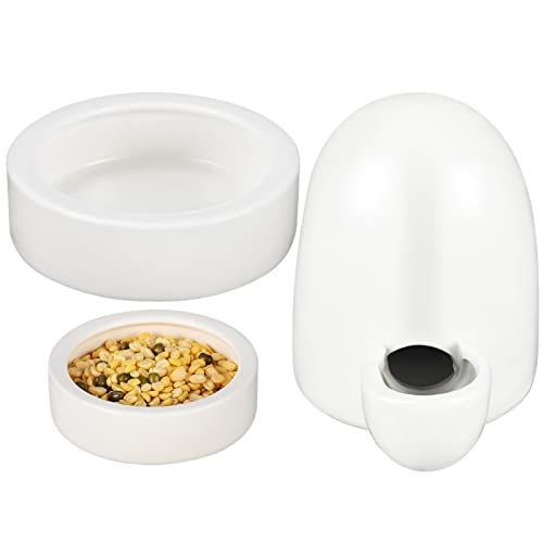  Balacoo Rabbit Food Hamster Water Dispenser Food Feeder, 3pcs Drinking Water Feeder Set, Ceramics Small Pets Feeders Squirrel Food