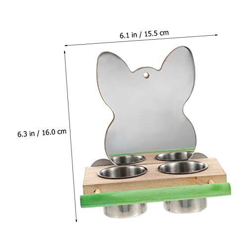  EVANEM 2 Pcs Food Cup Parakeet Perch Squirrel Feeders Comida Para Periquitos Bird Feeder With Mirror Bird Feeding Dish Cups Bird Hanging Water Feeder Bird Grinding Perch Parrot Feeder Pet (Color : As