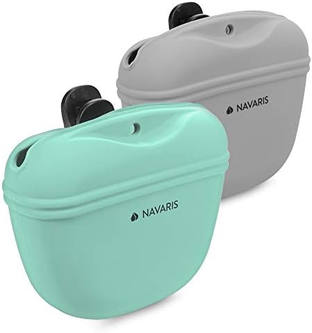  Navaris Silicone Dog Treat Pouch - Training Pet Puppy Bag Pocket Snack Treat Food Holder With Clip For Belt For Dog Walks - Set Of 2