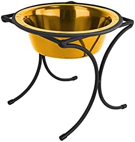  Platinum Pets Bistro Single Diner Feeder With Stainless Steel Dog Bowl, Small, Silver Vein