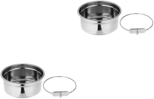  For Feeder Steel Stainless Hook Cups- Cat Dogs Cats, Bowl, Water Coop Parrot Dishes Feeding Cups Rabbit Size With Bowl Bowls Dog Hanging Bird Food Cage Animal And Small Clamp,