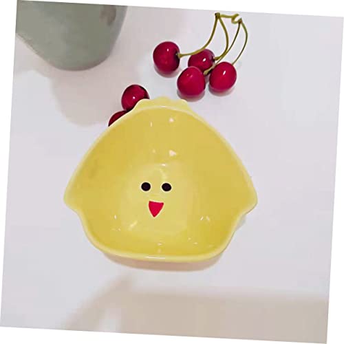  EVANEM 2pcs Rutin Chicken Feeding Pot Poultry Feeder Tray Chicken Feeder Tray Chicken Ceramic Bowl Animal Cage Ceramic Water Bowl Dispenser Container Bird Feeding Bowls Ceramics Yellow