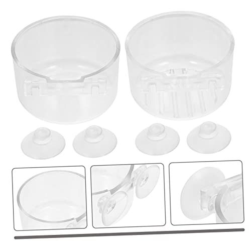  EVANEM 2pcs Feeding Cup Glass Dispenser Accessory Tray Aquarium Plant Feeder Fish Tank Shrimp Feeder Aquatic Pet Food Cup Aquarium Feeding Tools Floating Food Tray Plastic Fish Feeder