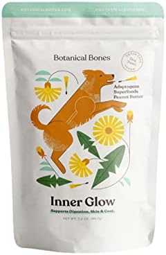  BOTANICAL BONES | Inner Glow Superfood Dog Treats | Plant-Based Limited Ingredient Crunchy Peanut Butter Cookies | Sustainable Natural Clean Label | Made In USA (3.5oz)