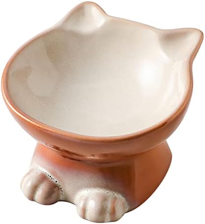  Nihow Ceramic Basic Cat Bowls: 6.25 Inch Cat Bowl For Food & Water - Food Grade Cat Dish For Large-Sized Cat/Medium-Sized Dog - Microwave & Dishwasher Safe -Elegant Blue & Black (8.5 OZ /1 PC)