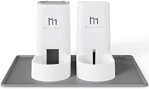  Marchul Cat Dog Feeder And Waterer Pet Self-Dispensing, Cat Food Dispenser, Automatic Cat Feeders, Outdoor Sun Protection Design Gravity Food Feeder And Waterer Set (Feeder+Waterer)