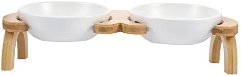  Pet Bowl 1 Set Pet Feeding Bowl Cat Bowl And Wooden Bracket Anti- Skid Pet Food Water Bowl