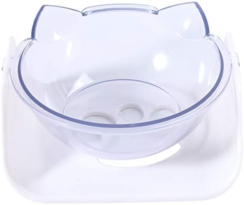  Pet Bowl 1PC Cat Shaped Bowl Neck Bowl Adjustable Tilted Food Bowl Pet Feeder Drinking Bowl Non- Slip Transparent Bowl (Purple)