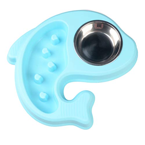  POPETPOP Puppy Feeder Slow Feeder Bowl Dog Anti-Choking Bowl Stainless Steel Drinking Water Bowl Dog Food Feeder (Sky-Blue) Doggie Toys