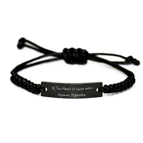  Love Alaskan Malamute Dog Black Rope Bracelet, All You Need Is Love And An, Fun Engraved Bracelet For Dog Lovers From Friends, Dog Toys, Dog Beds, Dog Houses, Dog Food, Dog Treats, Dog Collars, Dog