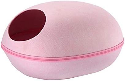  YangYan Pet Cat Bed Cave Sleeping House Nest Kennel Felt Cloth Zipper Pet Cat Basket Egg Shape Pet Bed Mat Cushion For Cats Small Dogs (Color : D, Size : 47x39x25cm)