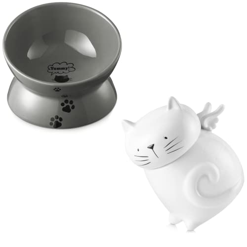  Y YHY Raised Cat Food Bowl & Cat Treat Cookie Jar