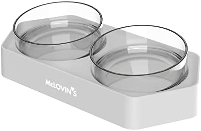  McLovin's 8 Degree Tilted Design Slanted Dual Angled Bowl For Dogs And Cats - Grey Tilted Dog Food Bowl Pet Feeder With Non-Skid & Non-Spill Design - Easier To Reach Food And Improve Digestion