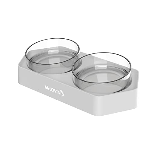  McLovin's 8 Degree Tilted Design Slanted Dual Angled Bowl For Dogs And Cats - Grey Tilted Dog Food Bowl Pet Feeder With Non-Skid & Non-Spill Design - Easier To Reach Food And Improve Digestion