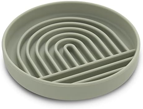  Slow Feeder Dog Bowl: The Slowdown Bowl Is A Modern, Silicone Puzzle Bowl & Lick Mat. Slow Eating, Stop Gulping, Take It Easy. Dishwasher Safe. (Sage)