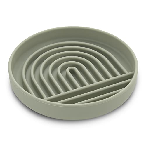  Slow Feeder Dog Bowl: The Slowdown Bowl Is A Modern, Silicone Puzzle Bowl & Lick Mat. Slow Eating, Stop Gulping, Take It Easy. Dishwasher Safe. (Sage)