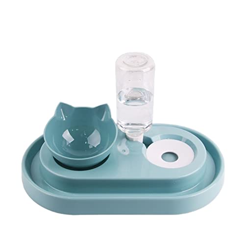  AYENCI Cat Automatic Water, Dog Double Cat Bowls, Pet Food Bowl Water Set With Automatic Water Dispenser Detachable Bottle For Dogs Small Cats Kitten Puppy (Color : Blue)
