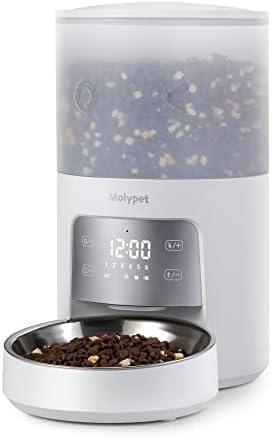  Molypet Automatic Cat Feeders - 5G WiFi Pet Feeder With APP Control, 4L Dry Food Dog Feeder With Low Food & Blockage Alarms, 1-10 Meals Per Day, Up To 10s Meal Call For Pets