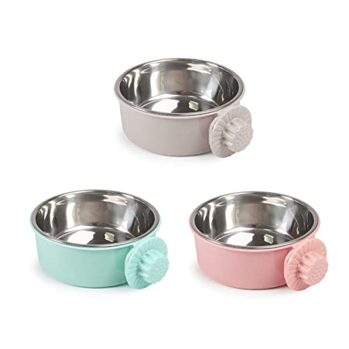  Feeders Pet Size For Cage Coop Stainless Cockatiel Cat Conure Animal Parakeet Grey Puppy Feeder Birds Bird Parrot Bowls Supplies Cup Feeding Bows Dish Water Dog S Food Hanging