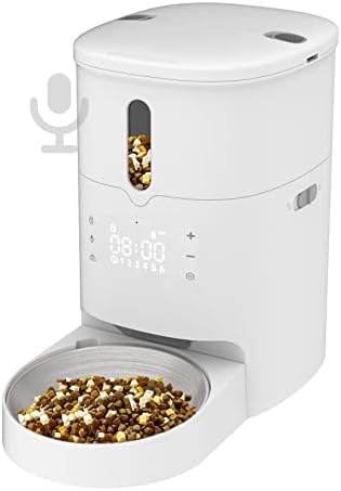  EdgeAnt Automatic Pet Feeders For Cats And Dogs, Dry Food Dispenser With Desiccant Bag, 3L Timed Cat Feeder, 304 Stainless Steel Bowl, 10s Voice Recorder, Compatible For Freeze-Dried Pet Food
