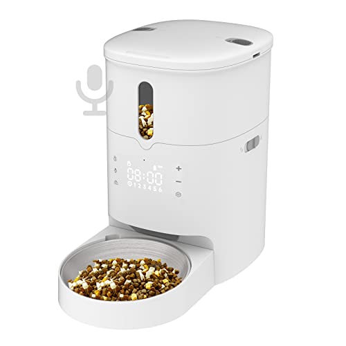  EdgeAnt Automatic Pet Feeders For Cats And Dogs, Dry Food Dispenser With Desiccant Bag, 3L Timed Cat Feeder, 304 Stainless Steel Bowl, 10s Voice Recorder, Compatible For Freeze-Dried Pet Food