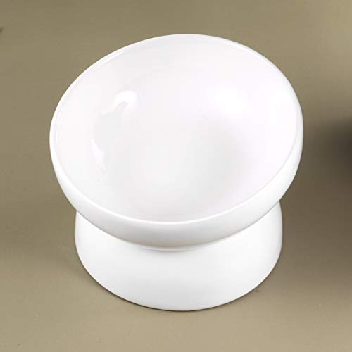  Pet Raised Bowls Ceramic Food Bowl Pet Water Bowl Pet Supplies For Cat Dog (White, Size S)