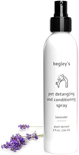  Begley's Natural Pet Detangling Spray - Premium Essential Oil Scented Detangler Spray For Dogs, Puppies & Cats - Dog Leave In Conditioner Spray - Dematting Spray For Dogs & Pets - 16 Oz, Baby Powder