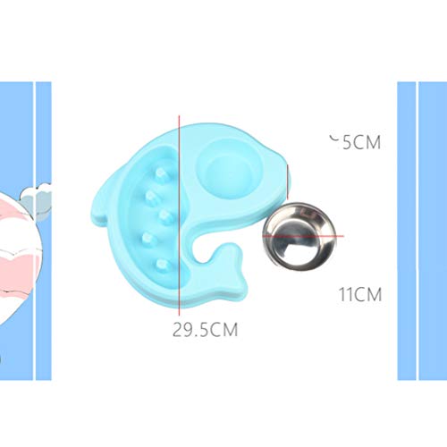  POPETPOP Puppy Feeder Slow Feeder Bowl Dog Anti-Choking Bowl Stainless Steel Drinking Water Bowl Dog Food Feeder (Sky-Blue) Doggie Toys