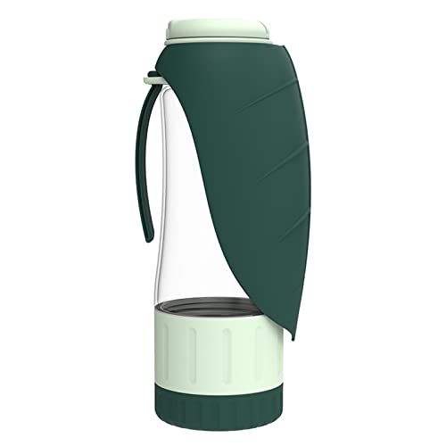  AACARB Cat Water Dispenser, Portable Pet Water Bottle Soft Silicone Leaf Design Travel Dogs Bowl Outdoor Walking Water Bottle Cat Supplies Drinking Device (Color : Green)