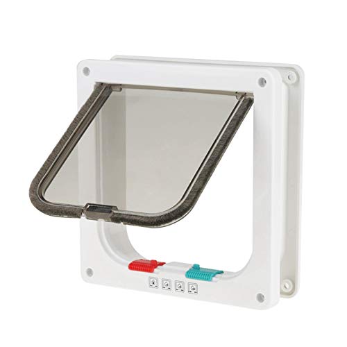  Cyrank Cat Door, 4 Way Locking Durable Cat Flap Door Interior Cat Door For Cat Litter Box Or Automatic Feeder