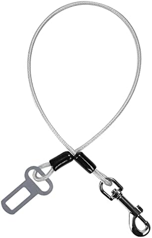 Dog Car Harness Seat Belt Restraint, No Chew Heavy Duty Pets Seatbelt For Car/SUV/Truck, Coated Steel Rope To Prevent Chewing