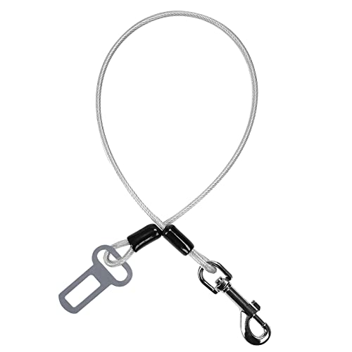  Dog Car Harness Seat Belt Restraint, No Chew Heavy Duty Pets Seatbelt For Car/SUV/Truck, Coated Steel Rope To Prevent Chewing