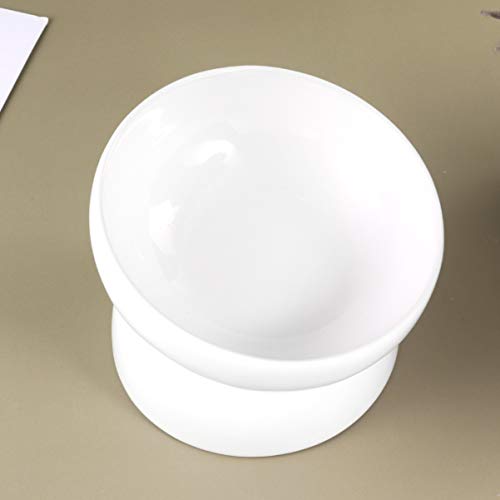  Pet Raised Bowls Ceramic Food Bowl Pet Water Bowl Pet Supplies For Cat Dog (White, Size S)