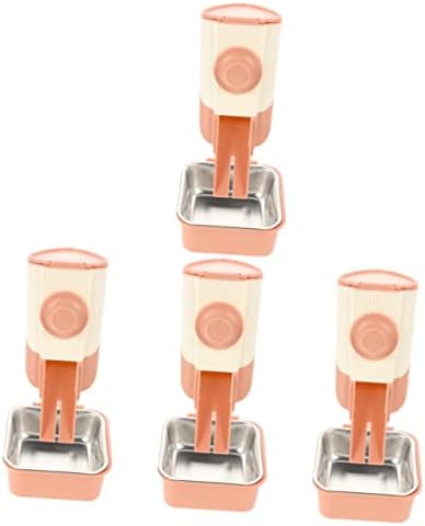  NOGRAX 4 Sets Rabbit Rat Supply Dispenser Cage Accessory Food Animal Cats Reusable Pigs Container Bird Bowls Feeding Steel Hamster Dogs Pet Small Ferrets Parrots Guinea Pig Pink Hanging Feeder