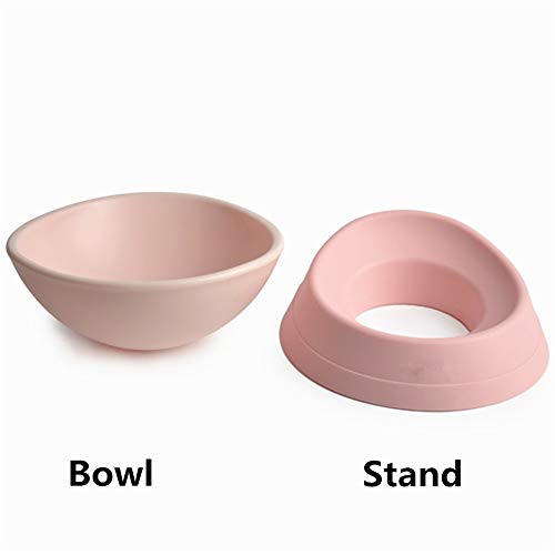  JWPC Bulldog Bowl Anti-Slip Dog Cat Dish Detachable Rubber Dog Bowl Pet Sterile Tilted Pet Feeder Slope Base (White, 2 Cup (Small/Medium Dog))