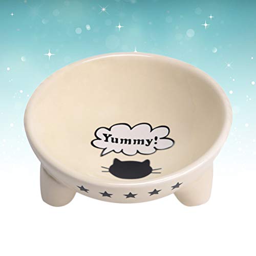 Cat Bowls Pet Bowl Pet Table Ceramic Bowl Dogs Cat Food Bowl Small Pet Dish On Stand Dog Food And Water Bowls (White) Cat Bowl