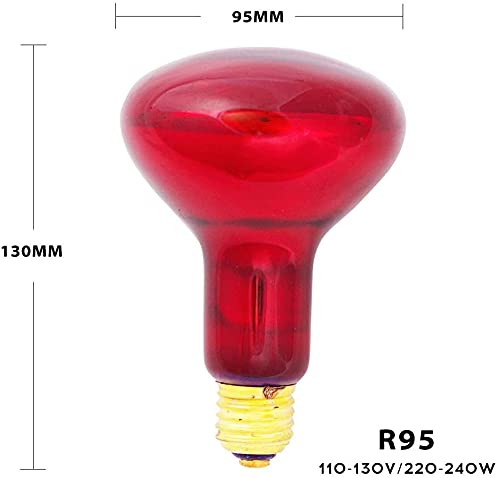  BONGBADA 6 Pack Heat Lamp Bulb R95 75 Watt Full Red Infrared Glass Lamp Bulb For Food Service, Brooder Bulb,Chicks, Pet, Bathroom,Light Therapy,Reptiles And Amphibian Use E26 Base