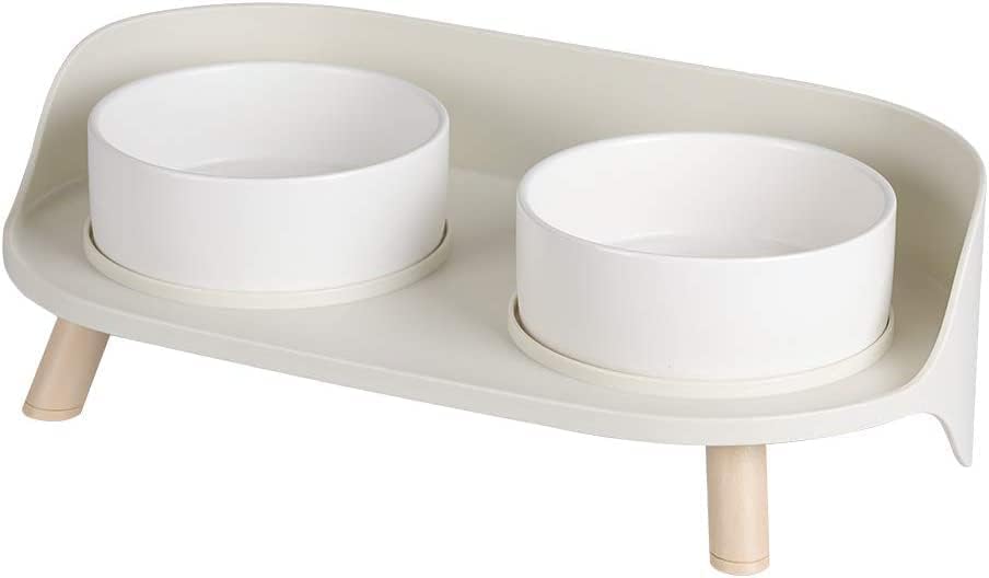  A4DOG Dog Bowl, Small Dog For Food And Water Elevated Ceramic Dog Bowls With Stand Raised Dog Cat Bowl Set Splash Proof Dog Water Bowl Dog Feeding Station For Small Medium Dog, Cat, Puppy Green