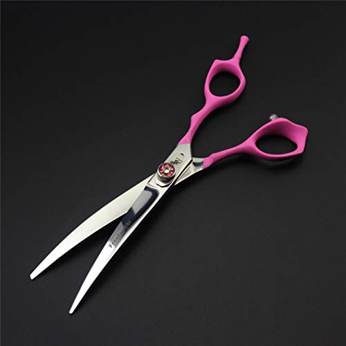  Pet Grooming Scissors Upscale Cat Dog 4 Pcs Set Pink Paint Handle Professional Trimmer Kit Premium 7.0 Inch 6CR Steel Beauticians Straight Cutting & Thinning & Curved Shears Combs