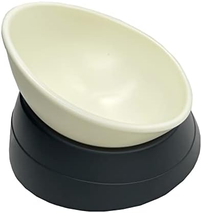  Umysky French Bulldog Food Bowl- Slanted Tilted Pug Food Water Bowl,Cat Bowl- Feeder For Frenchie/Shih Tzu/Flat Faced Small Dogs/Puppies/Cats(Grey
